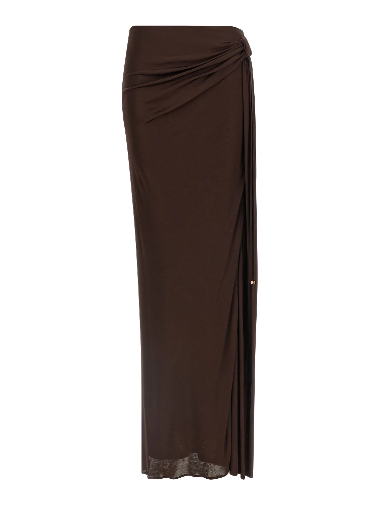 Brown Viscose Mini Skirt
