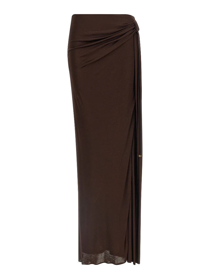 Brown Viscose Mini Skirt