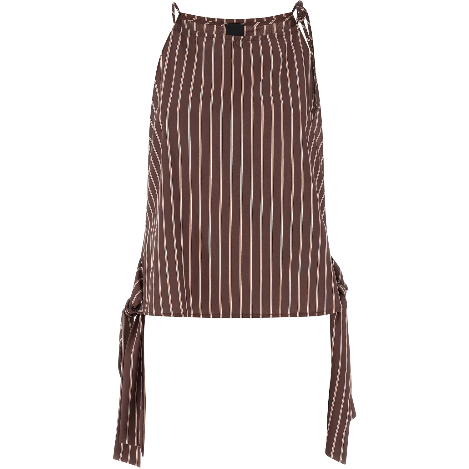 Brown Viscose Sleeveles T-Shirt