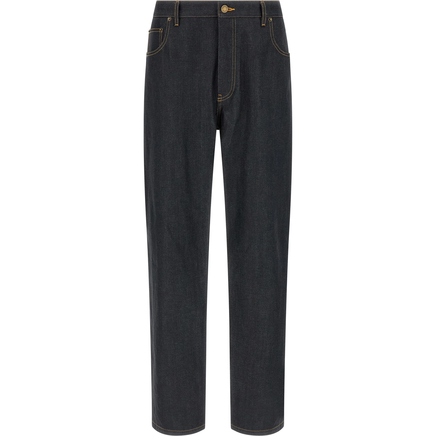 Blue Cotton High-Waisted Jean