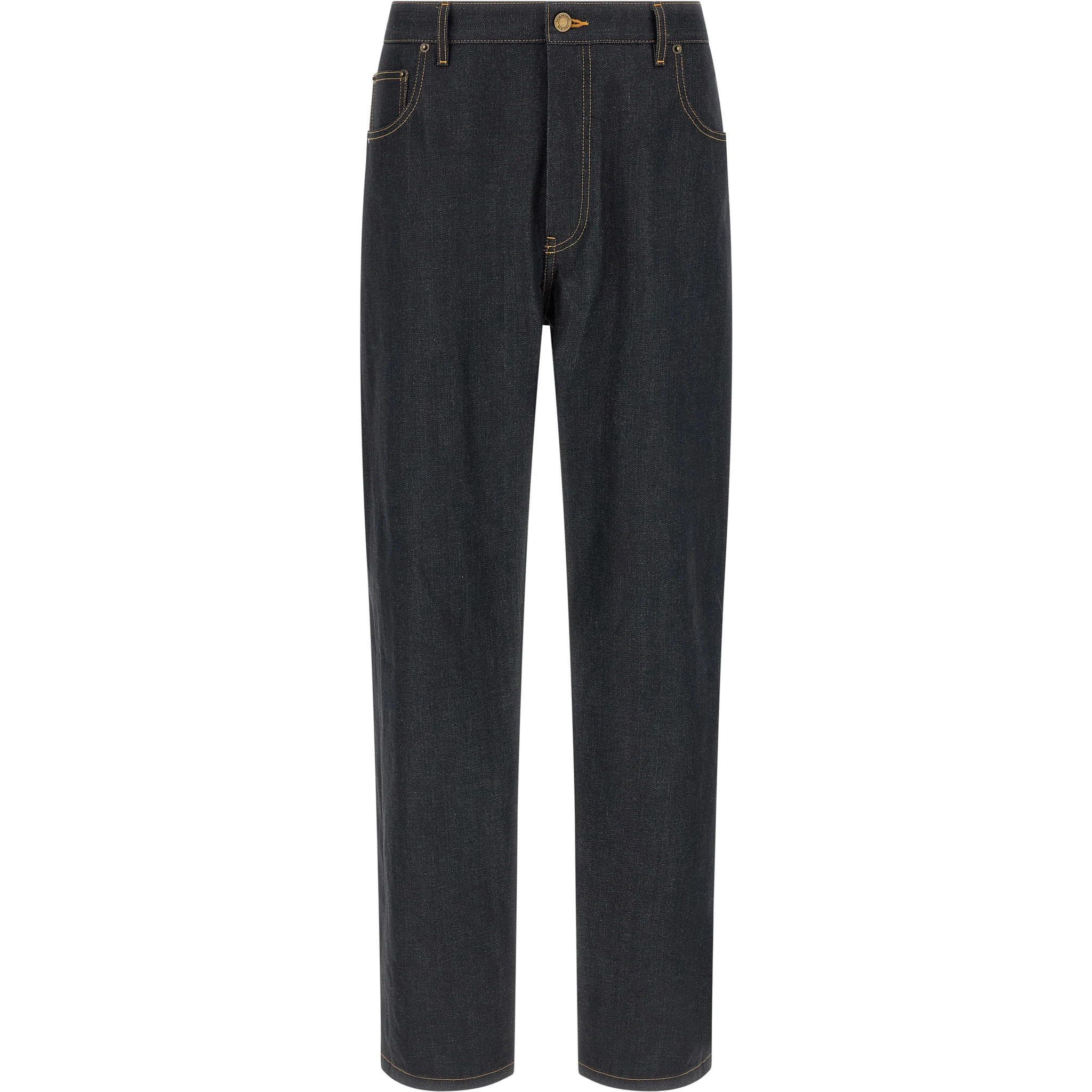 Blue Cotton High-Waisted Jean