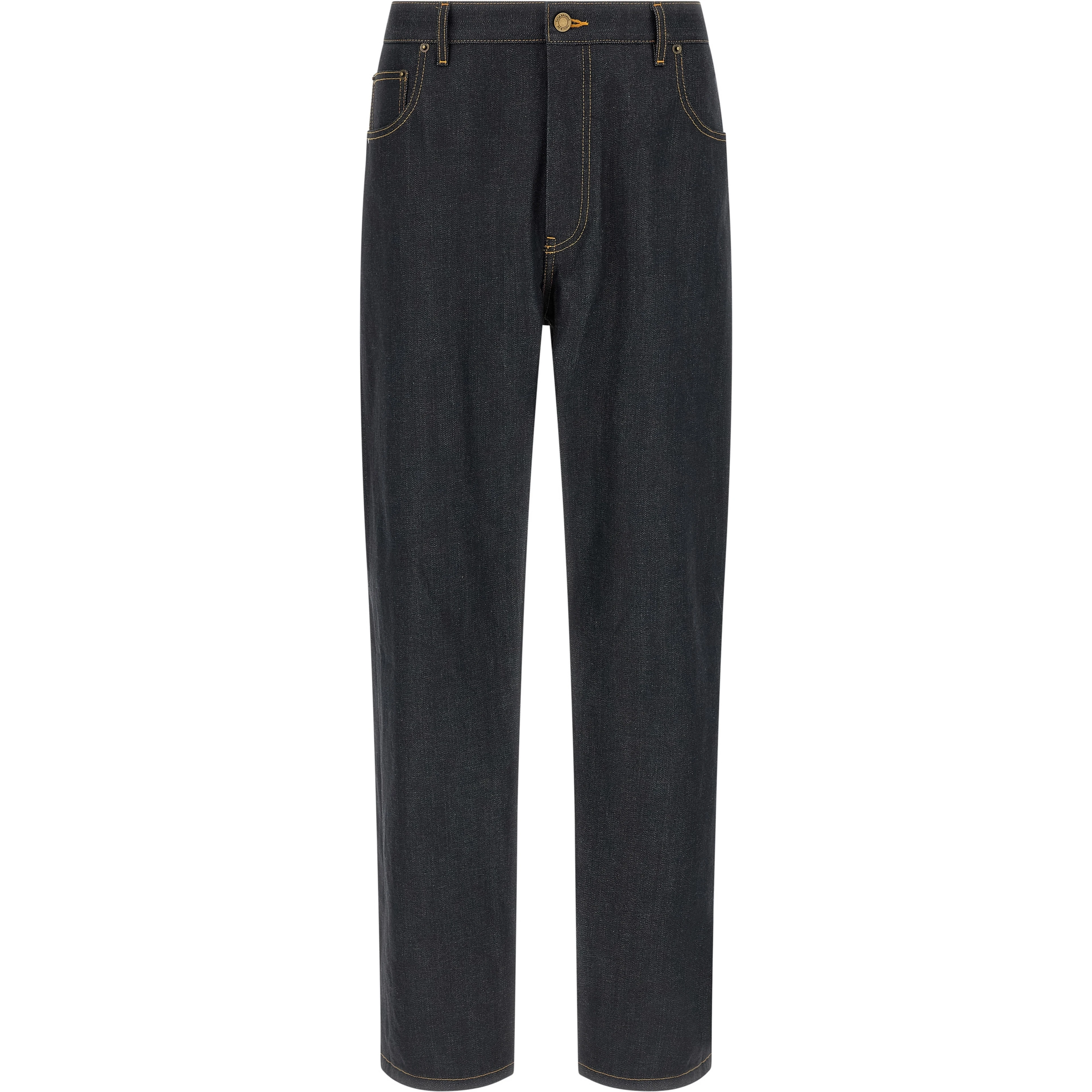 Blue Cotton High-Waisted Jean