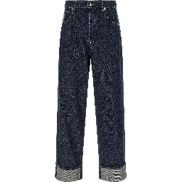 Blue Cotton Straight-Leg Jeans