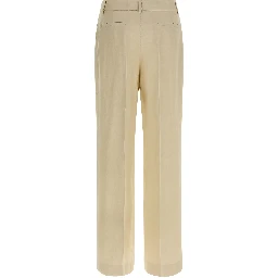 Beige Viscose Casual Pants