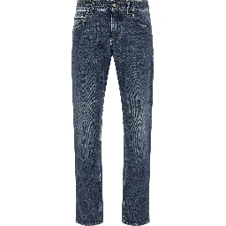 Blue Cotton Straight-Leg Jeans