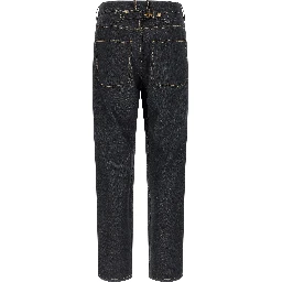Blue Cotton High-Waisted Jean