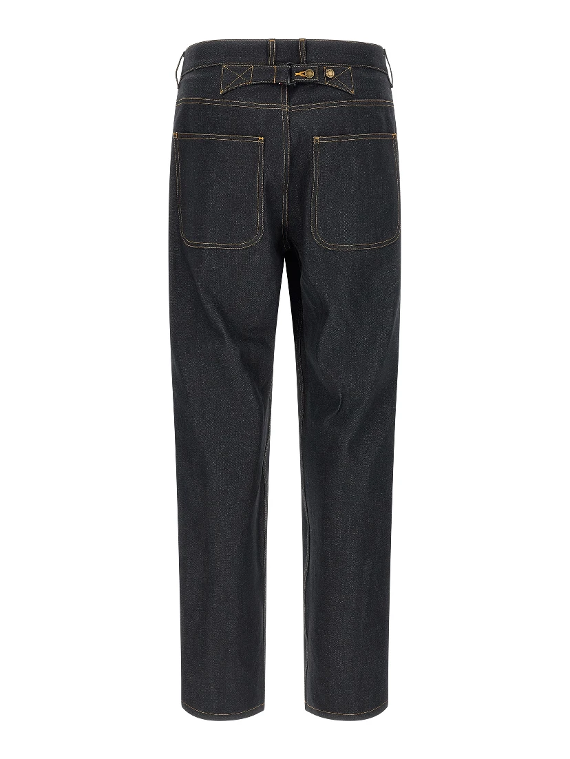 Blue Cotton High-Waisted Jean