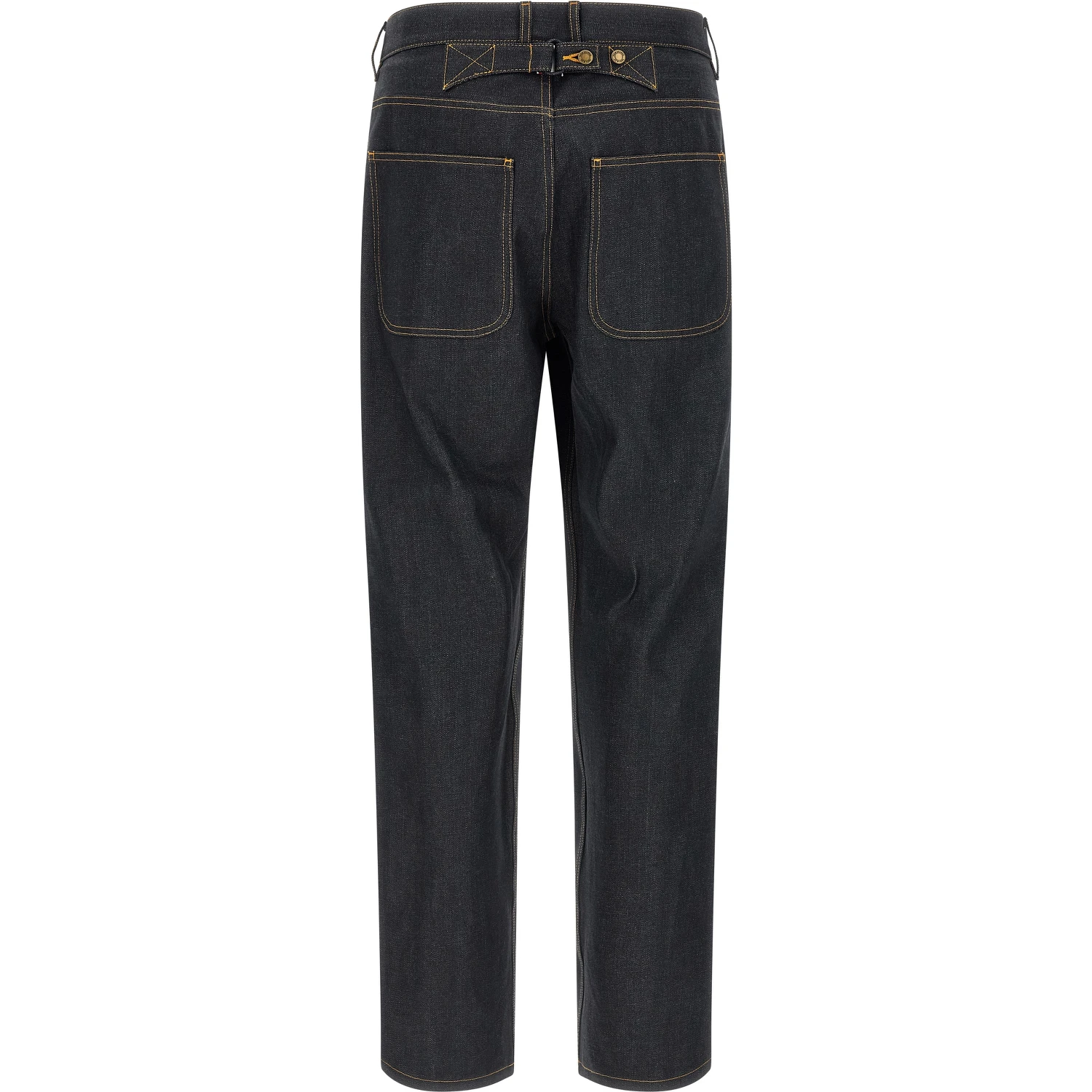 Blue Cotton High-Waisted Jean