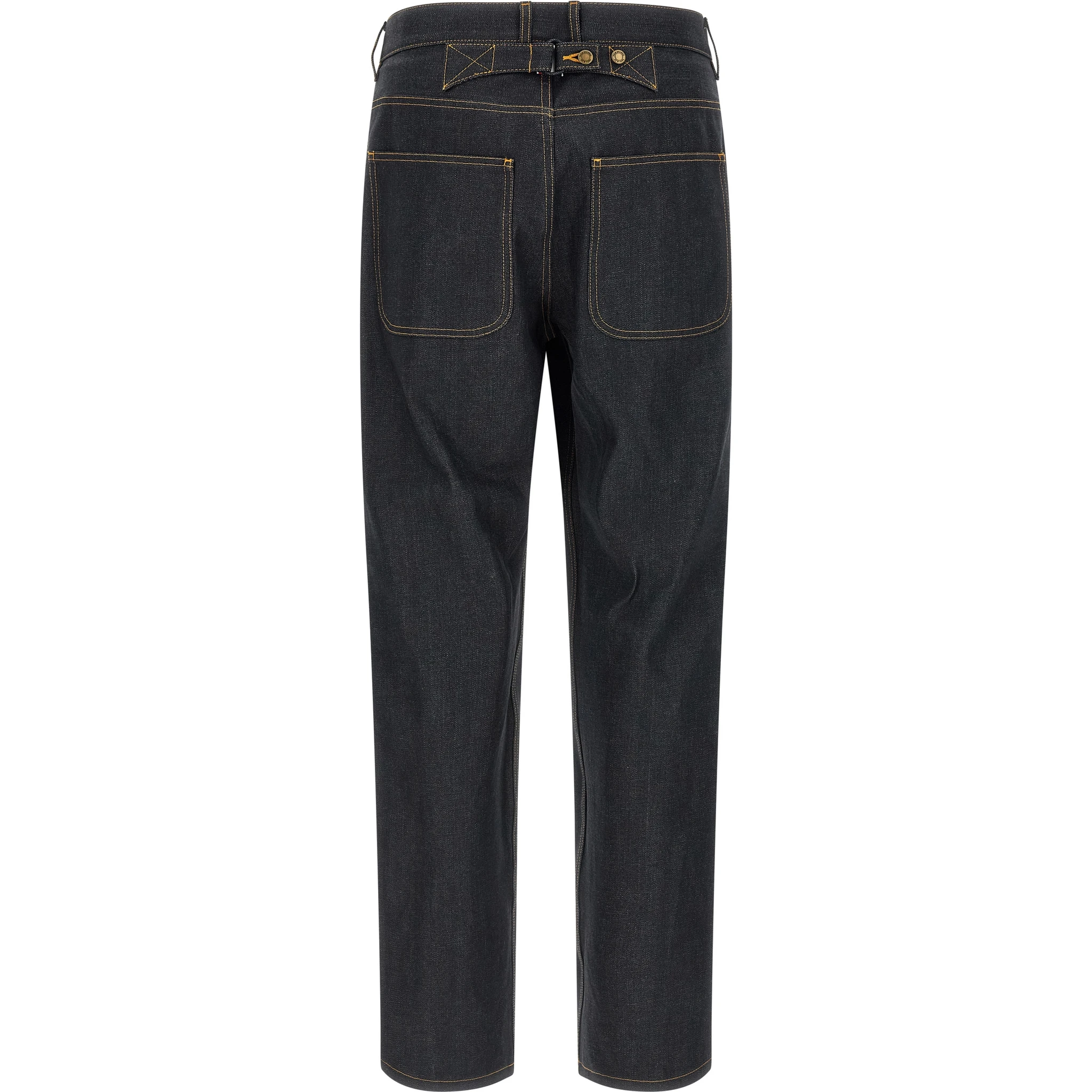 Blue Cotton High-Waisted Jean
