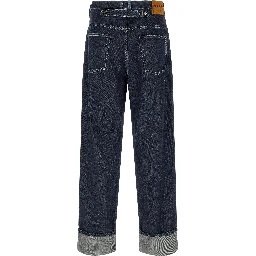 Blue Cotton Straight-Leg Jeans