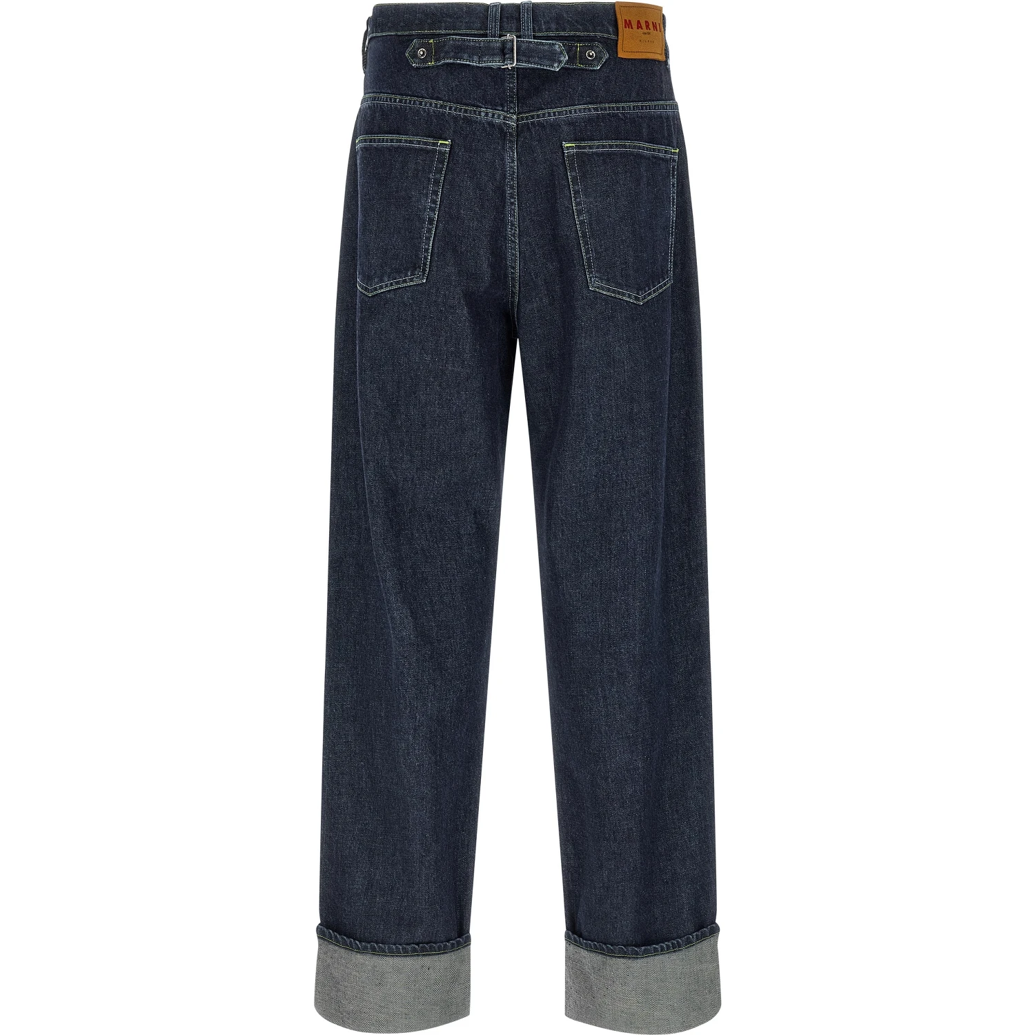 Blue Cotton Straight-Leg Jeans
