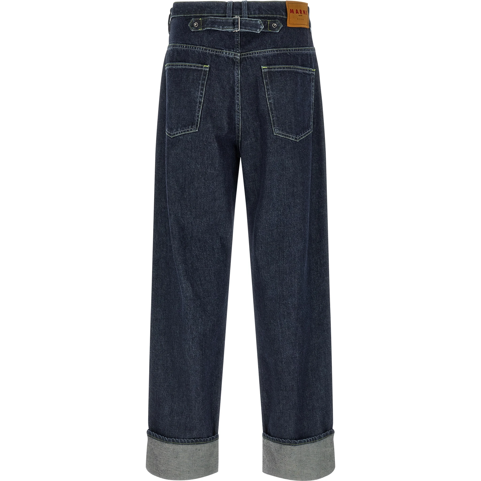 Blue Cotton Straight-Leg Jeans