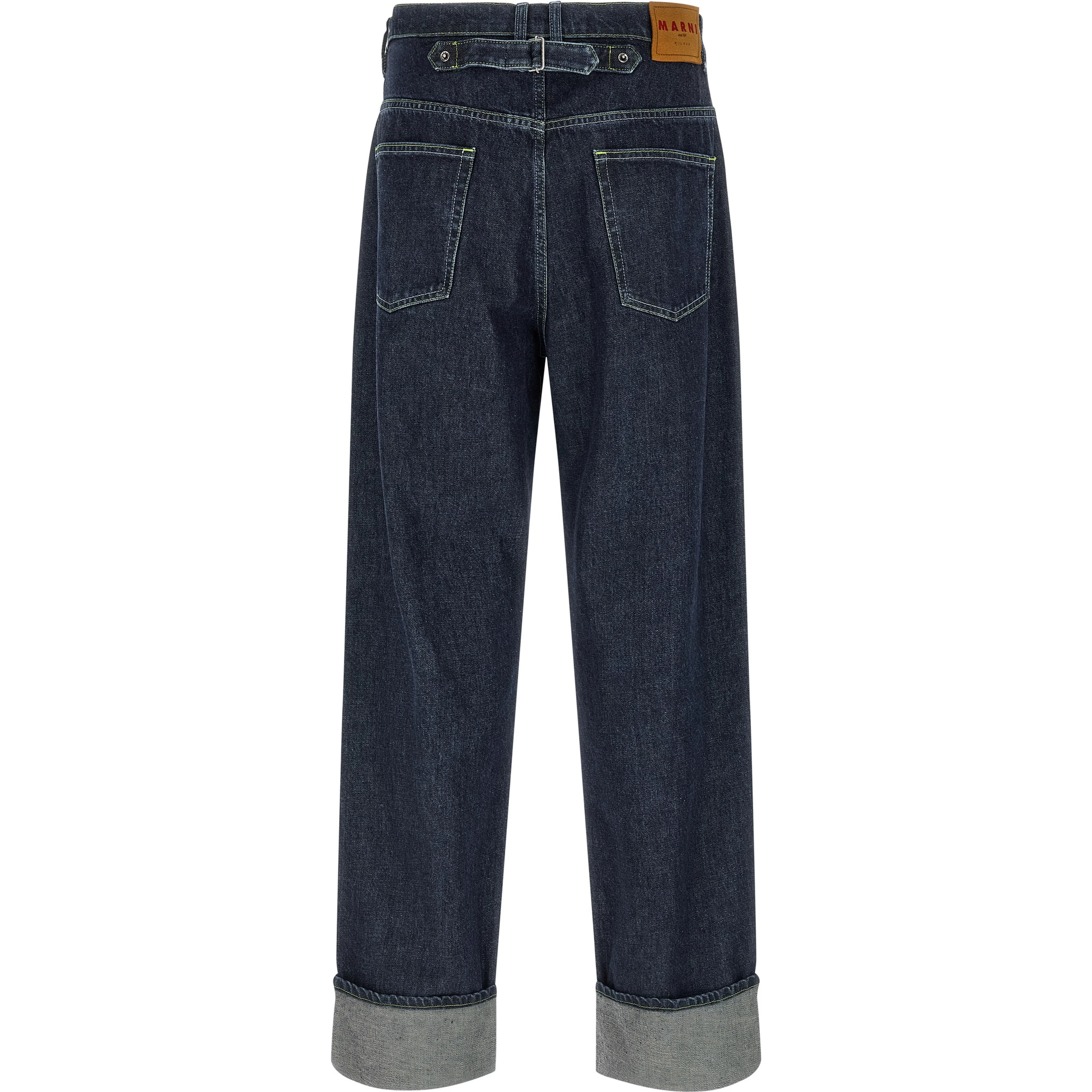 Blue Cotton Straight-Leg Jeans