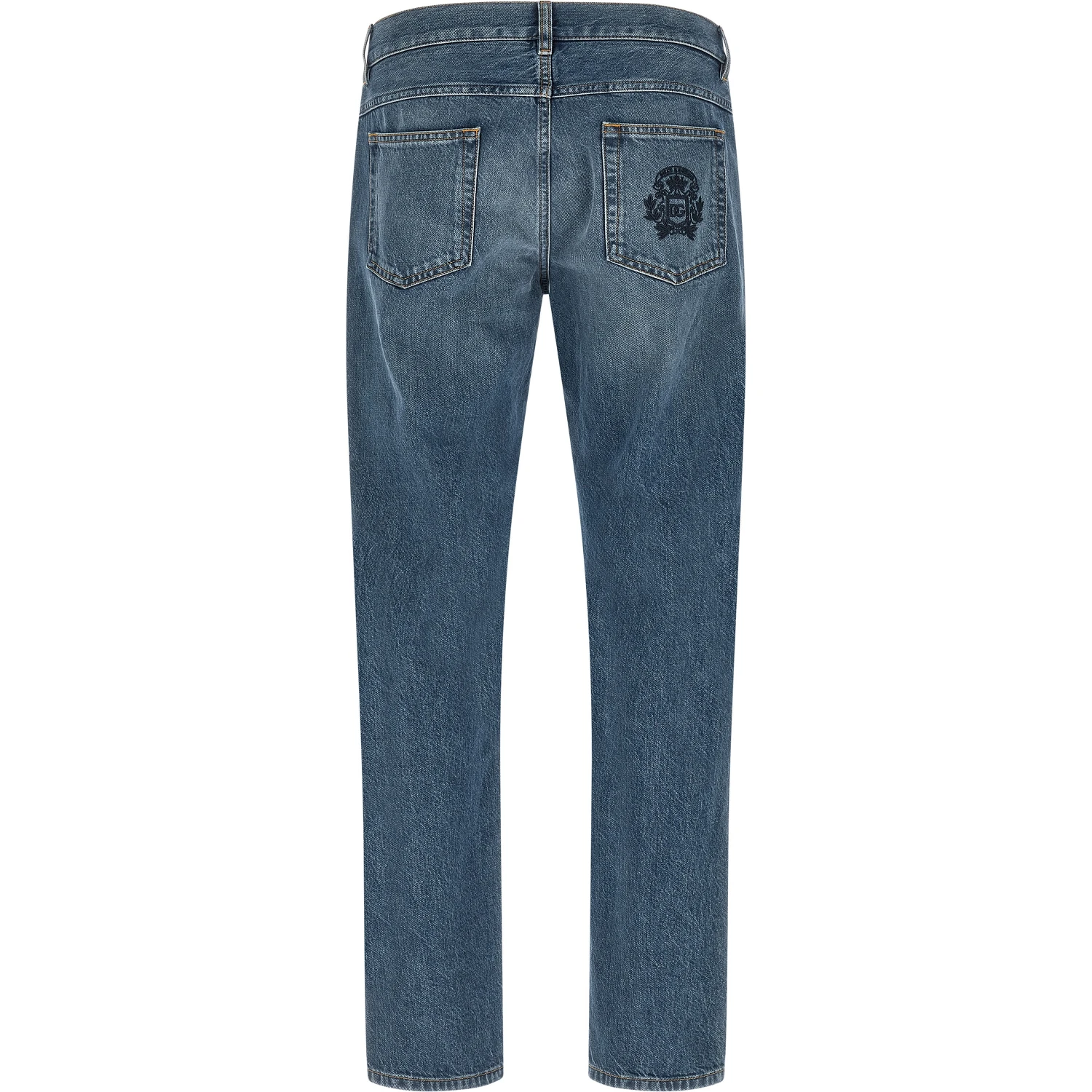 Blue Cotton Straight-Leg Jeans
