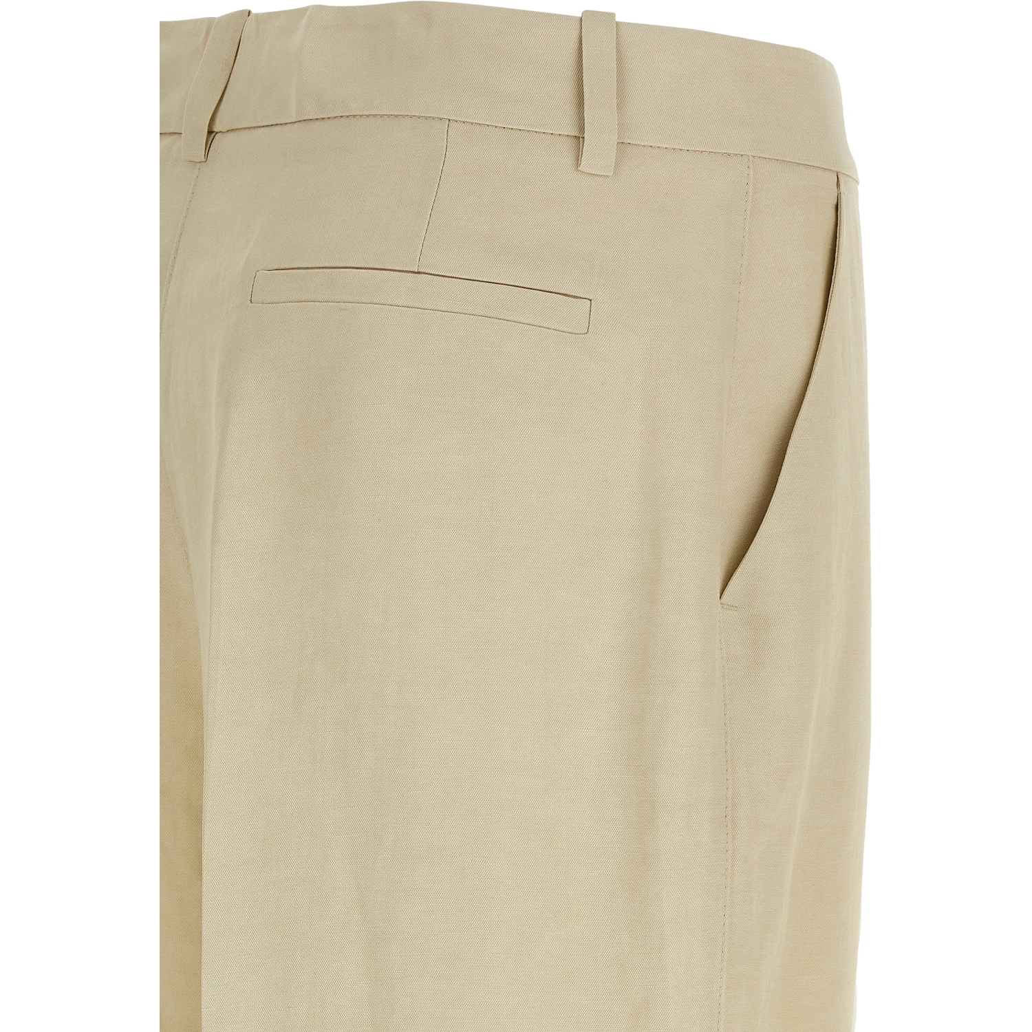 Beige Viscose Casual Pants