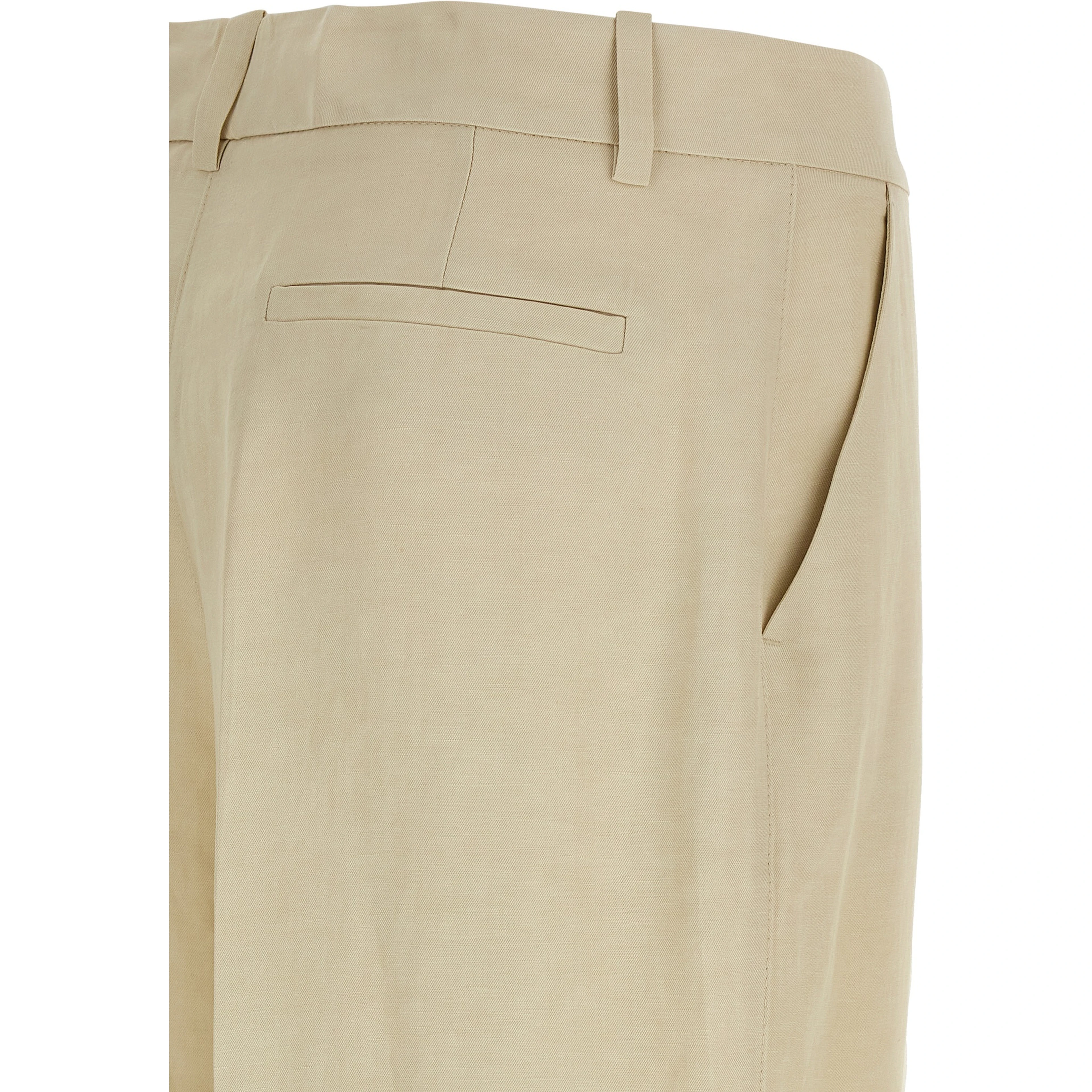 Beige Viscose Casual Pants