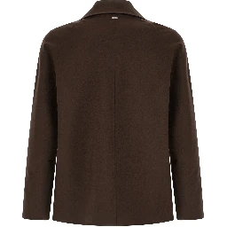 Brown Polyester Full-Length Jacket