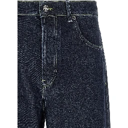 Blue Cotton Straight-Leg Jeans