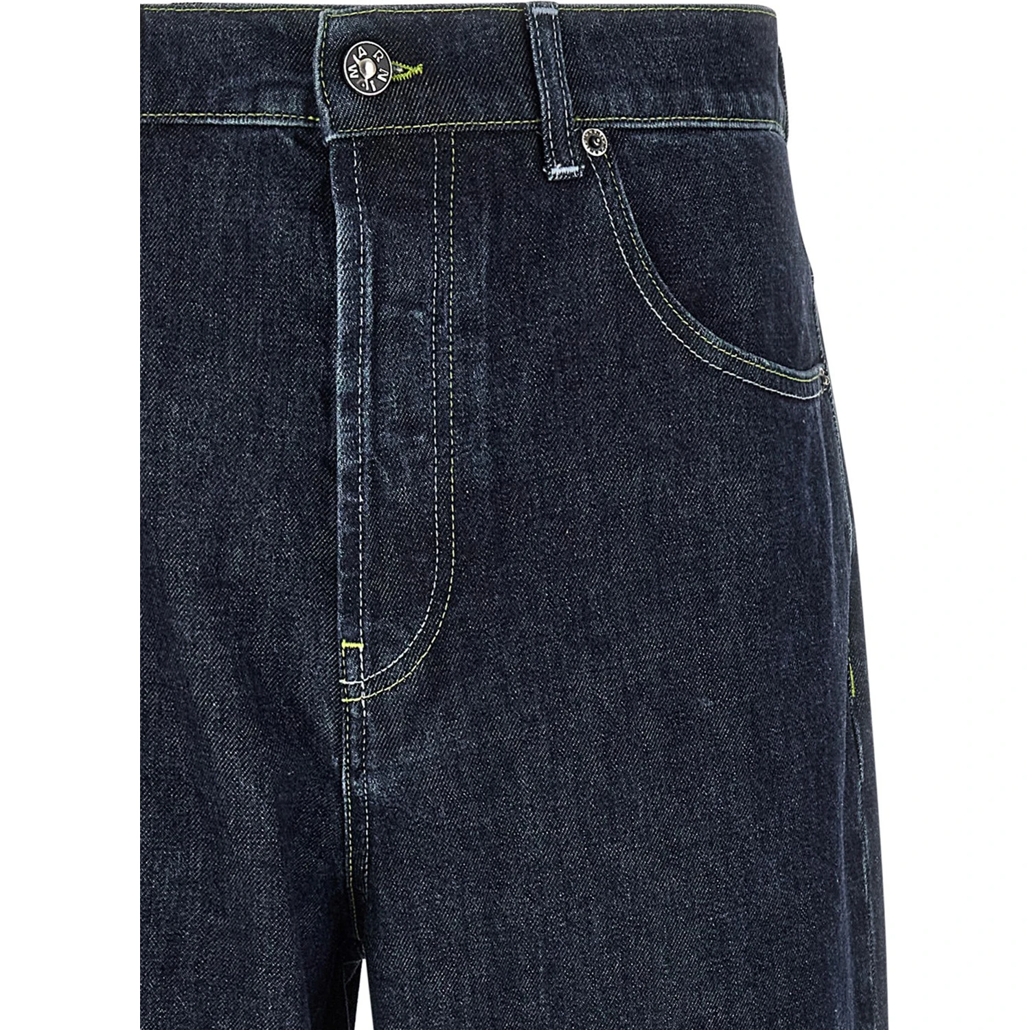 Blue Cotton Straight-Leg Jeans