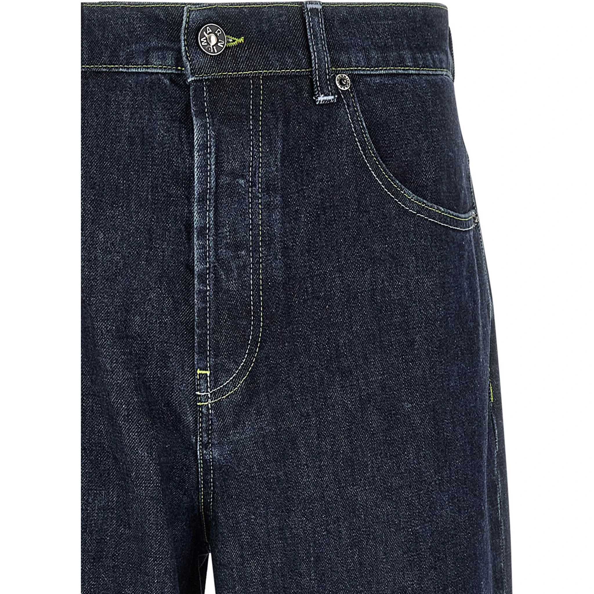 Blue Cotton Straight-Leg Jeans