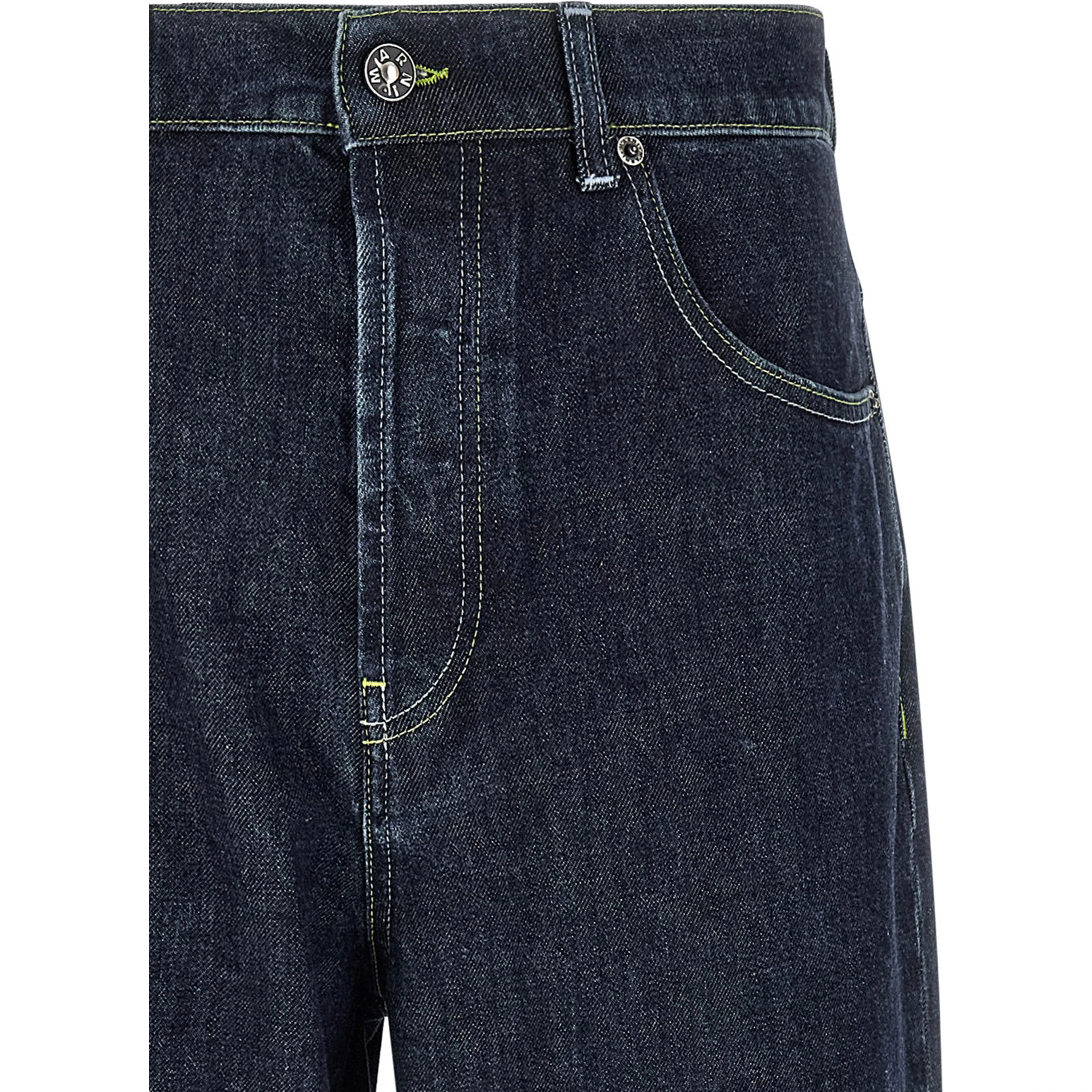 Blue Cotton Straight-Leg Jeans