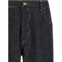 Blue Cotton High-Waisted Jean