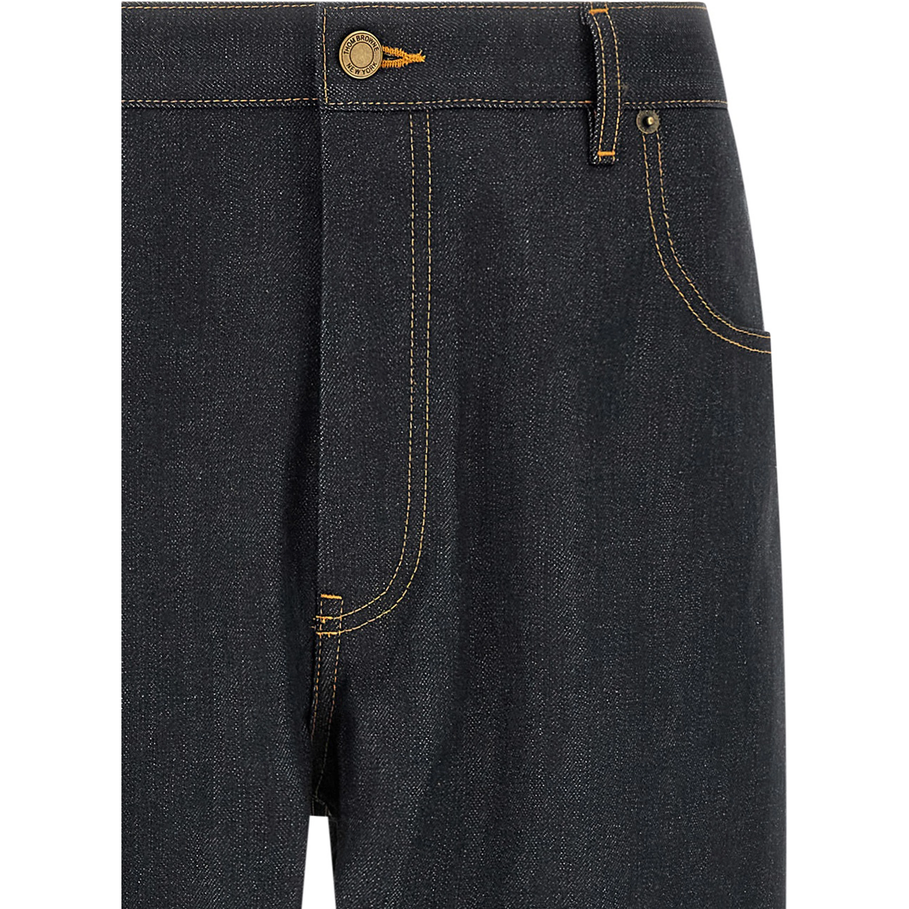 Blue Cotton High-Waisted Jean