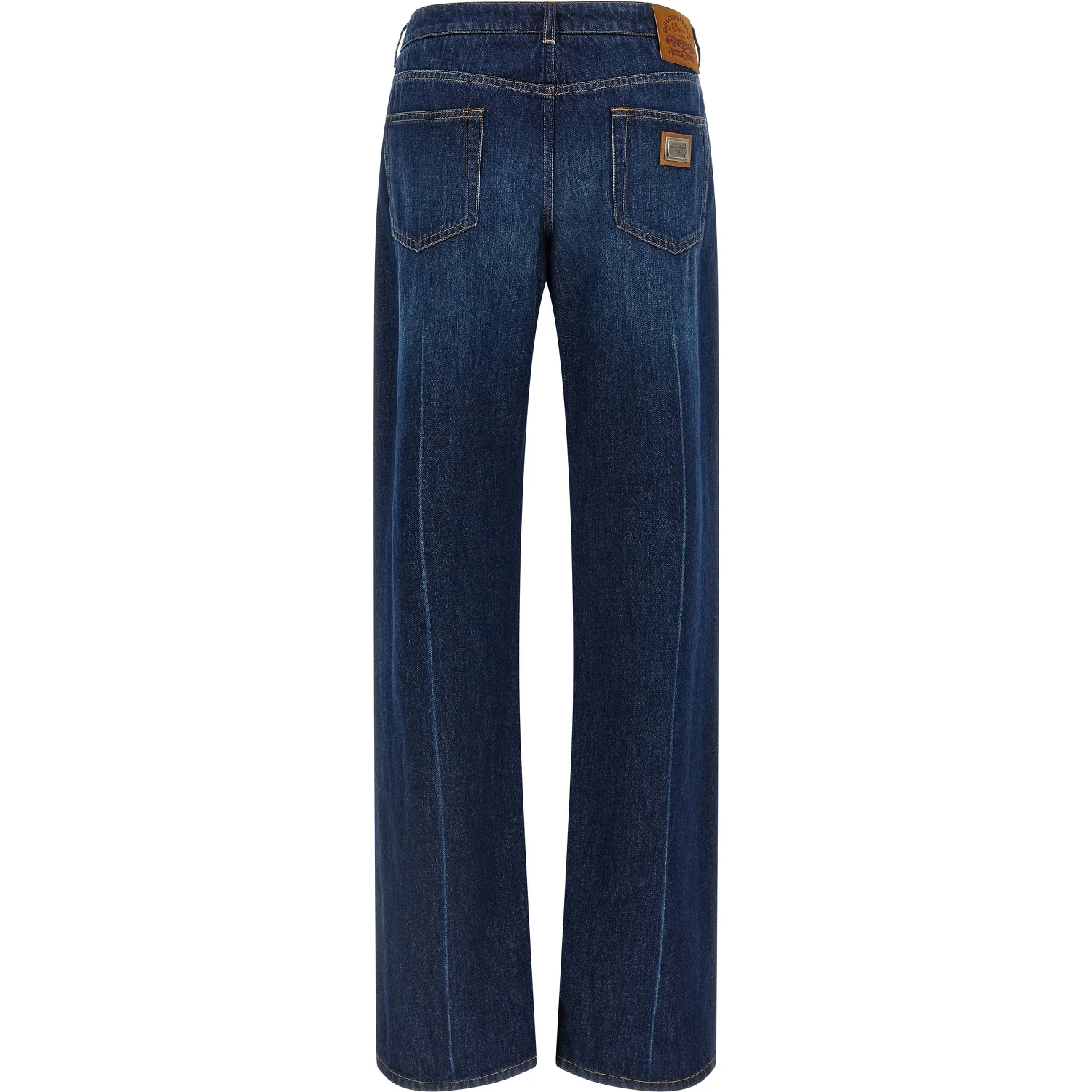Blue Cotton Straight-Leg Jeans