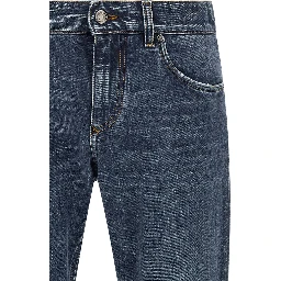 Blue Cotton Straight-Leg Jeans