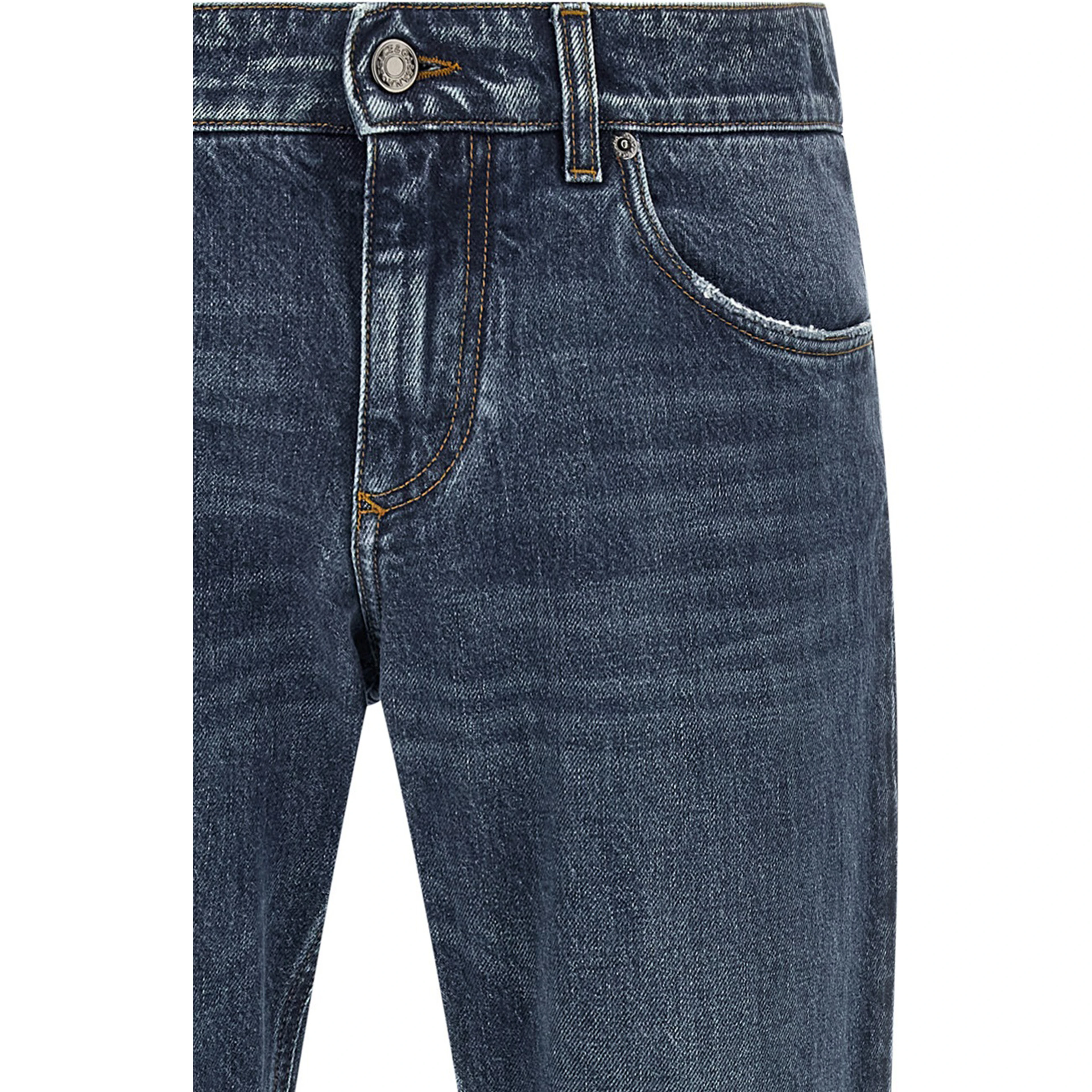 Blue Cotton Straight-Leg Jeans