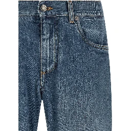Blue Cotton Straight-Leg Jeans