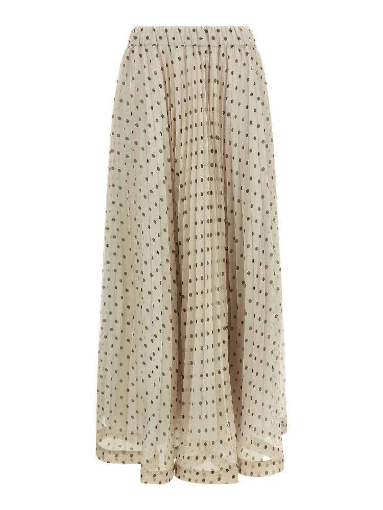 Beige Polyester Mini Skirt