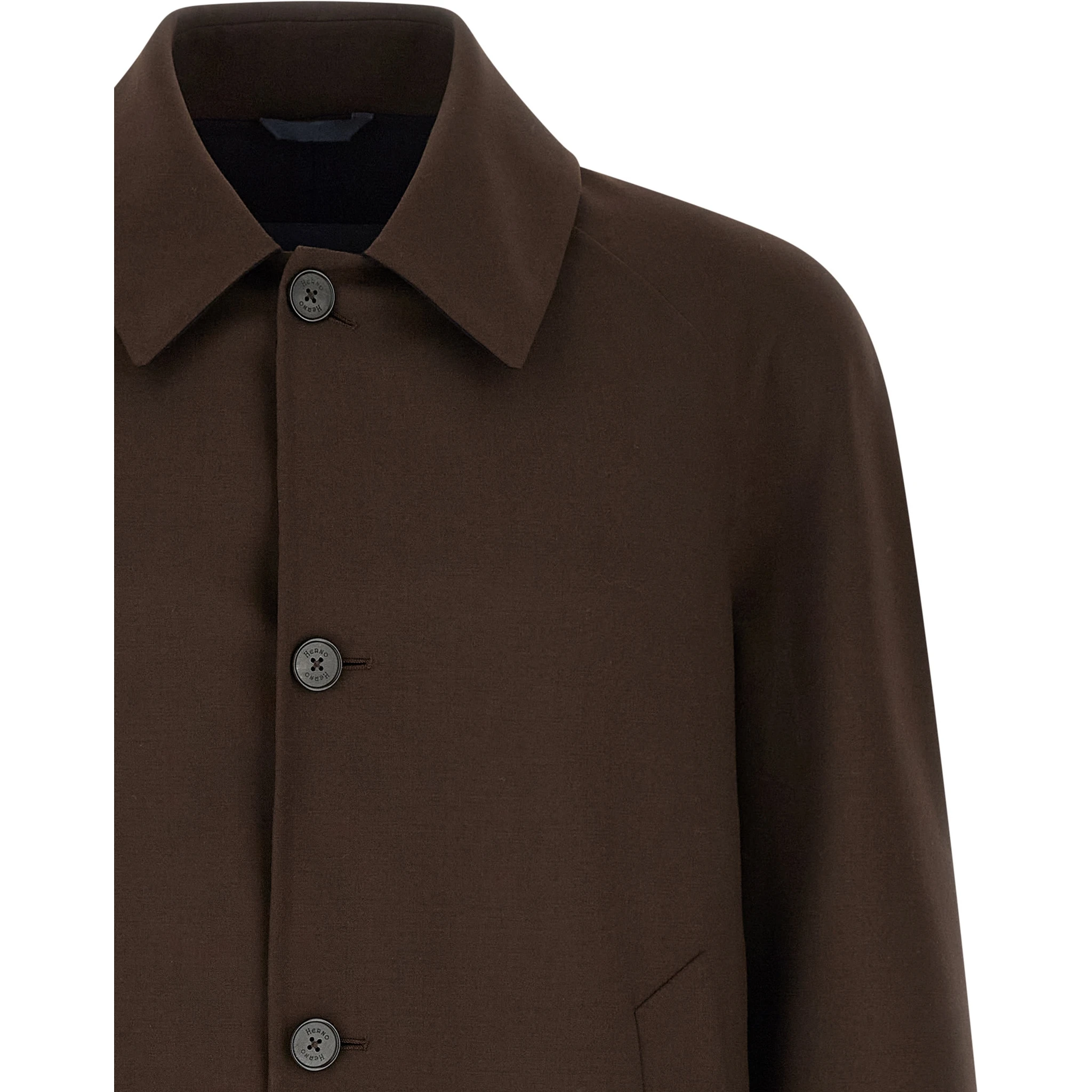 Brown Polyester Full-Length Jacket