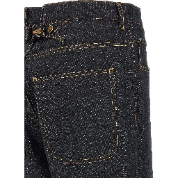 Blue Cotton High-Waisted Jean