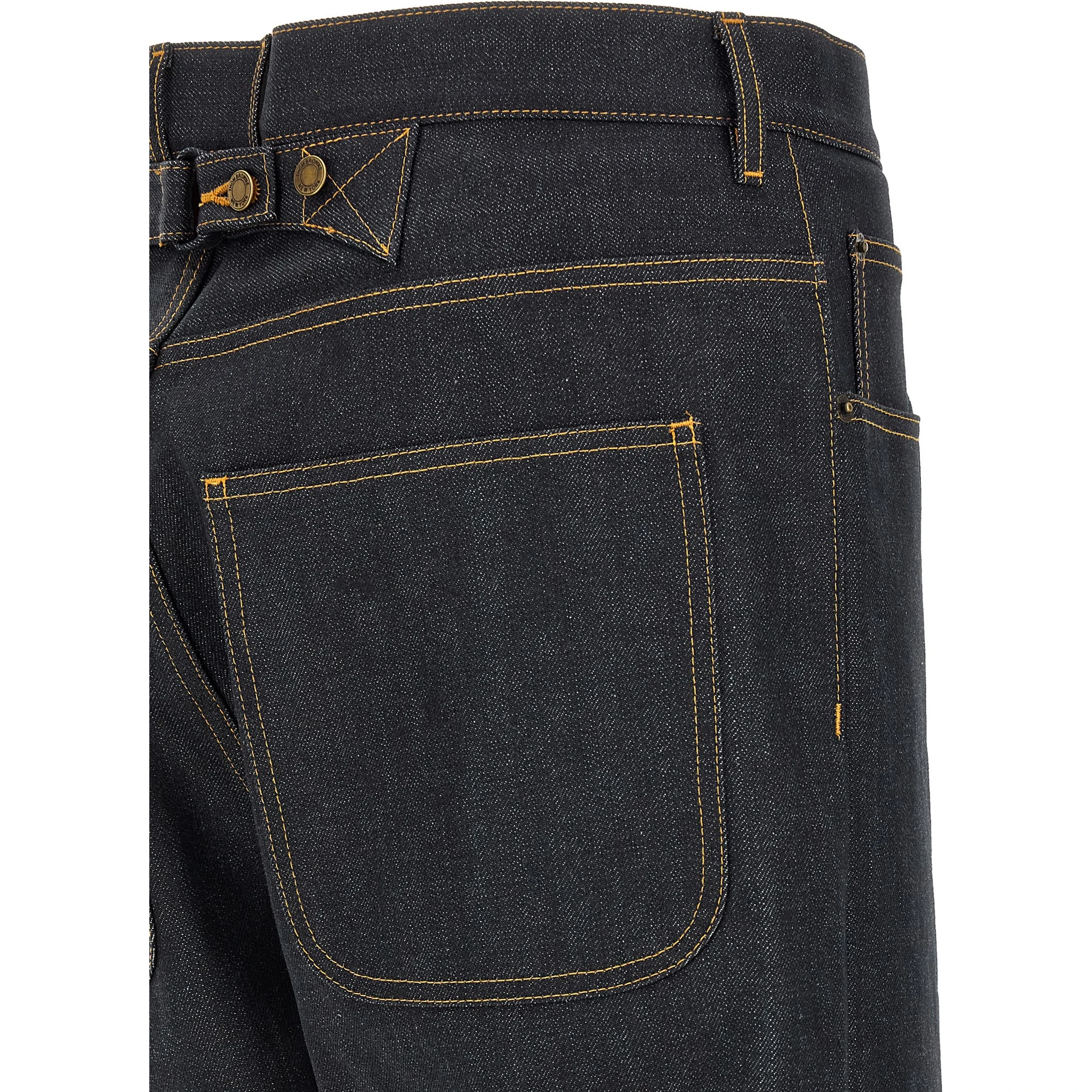 Blue Cotton High-Waisted Jean