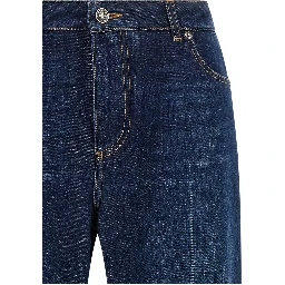 Blue Cotton Straight-Leg Jeans