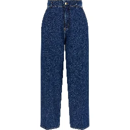 Blue Cotton High-Waisted Jean