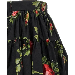 Black Cotton Long Skirt