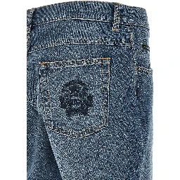 Blue Cotton Straight-Leg Jeans