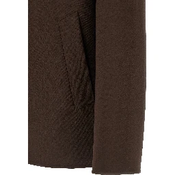 Brown Polyester Full-Length Jacket