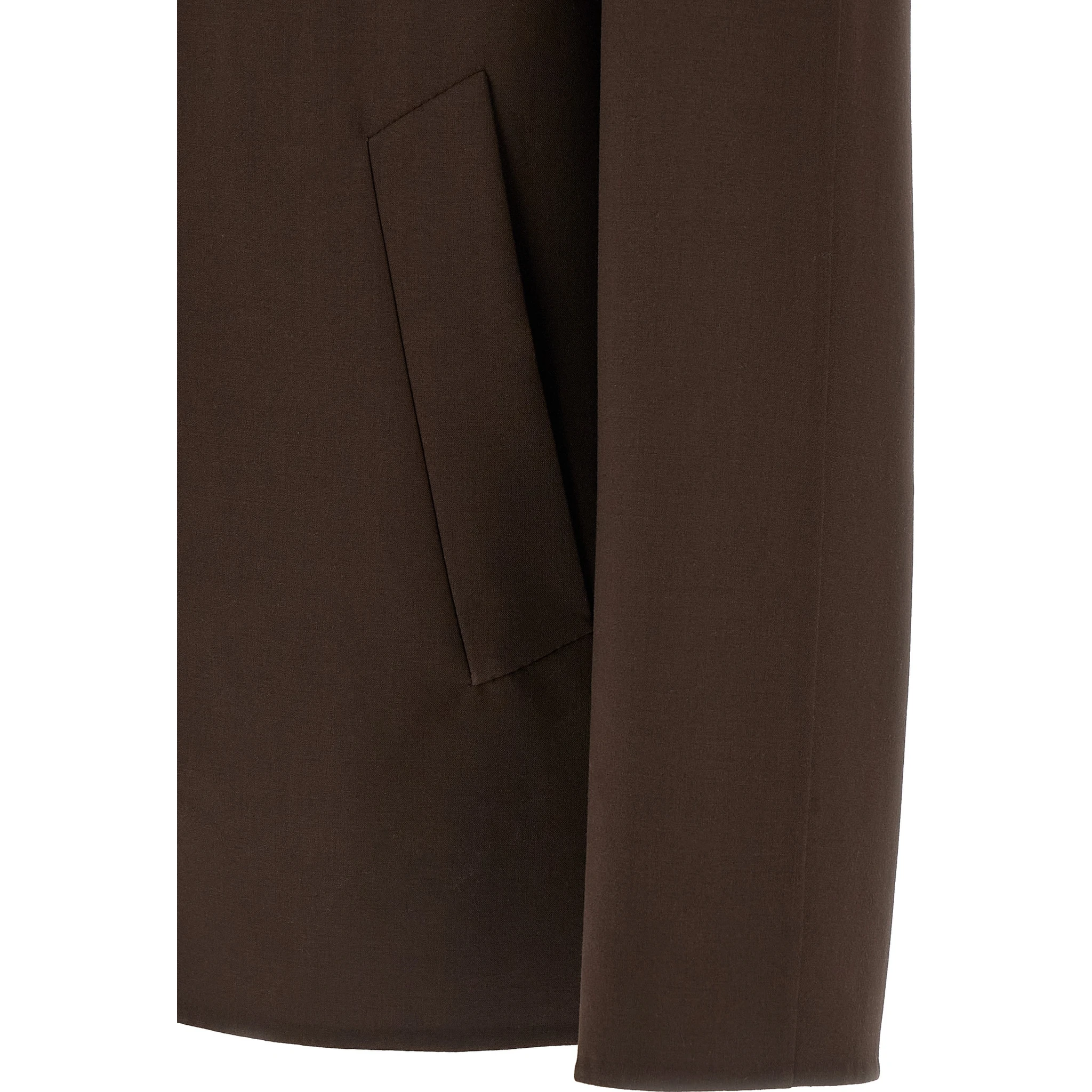 Brown Polyester Full-Length Jacket
