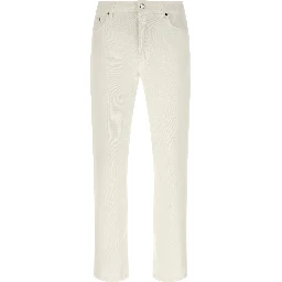 White Cotton Straight-Leg Jeans