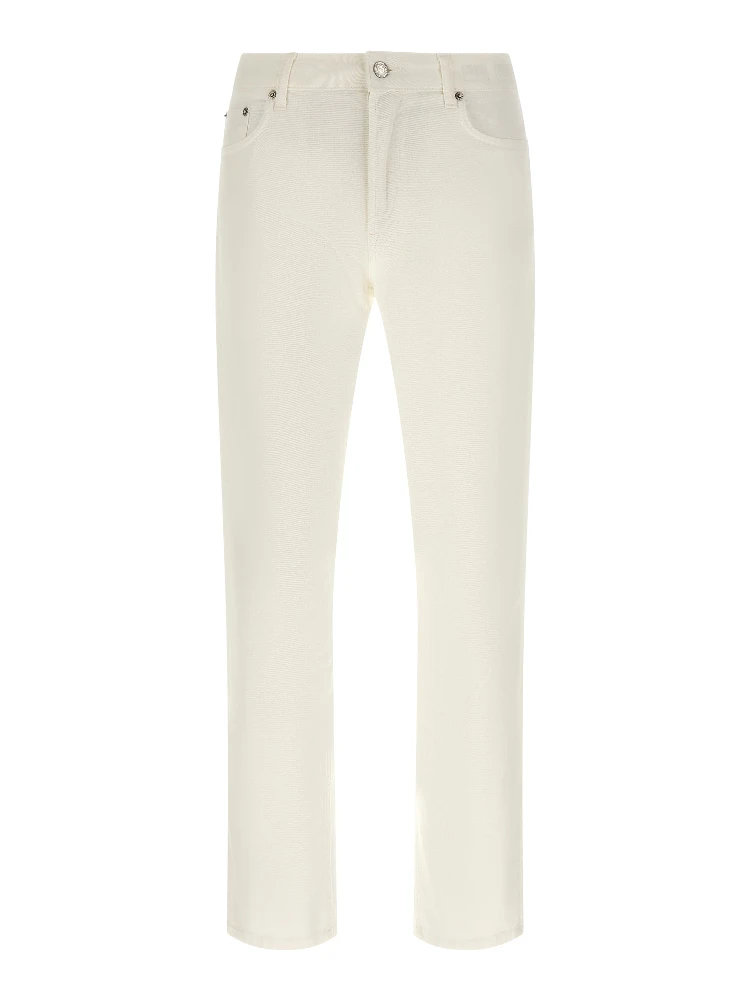 White Cotton Straight-Leg Jeans