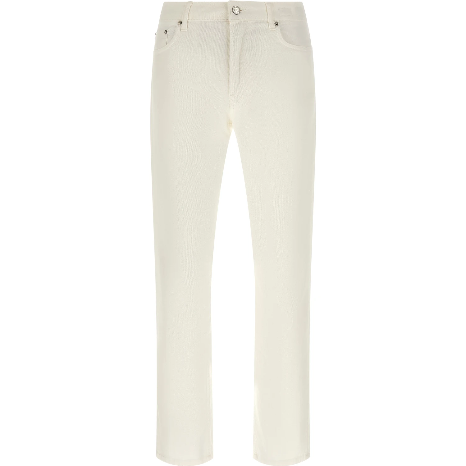 White Cotton Straight-Leg Jeans