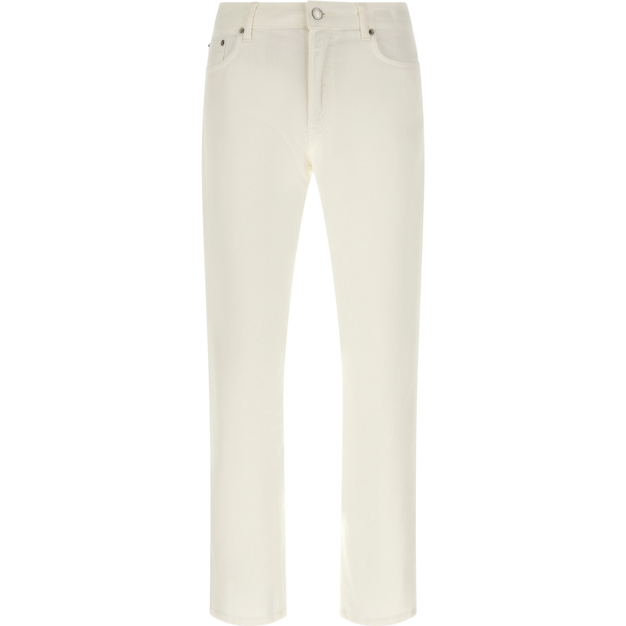 White Cotton Straight-Leg Jeans