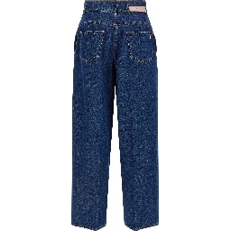 Blue Cotton High-Waisted Jean