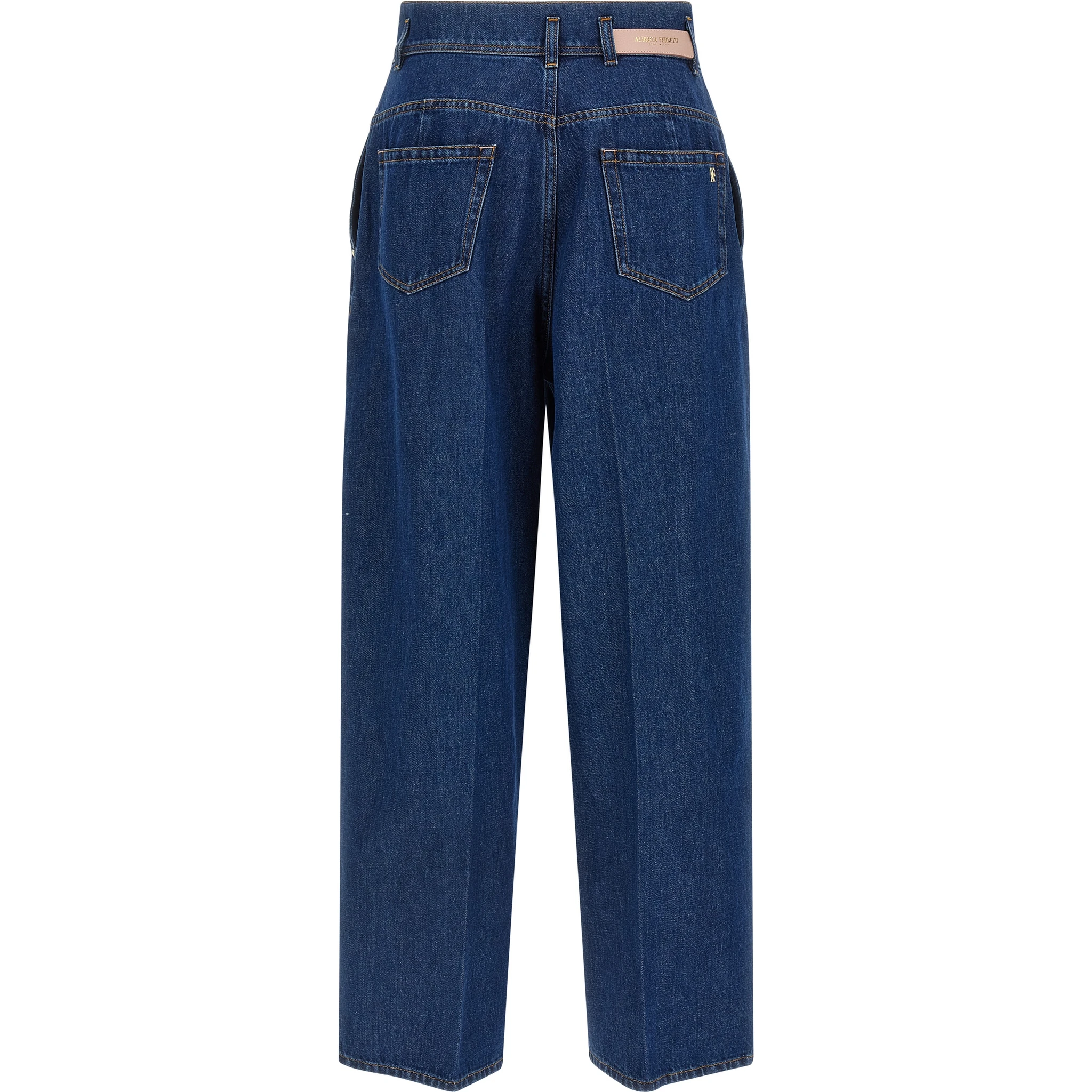 Blue Cotton High-Waisted Jean