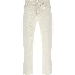 White Cotton Straight-Leg Jeans
