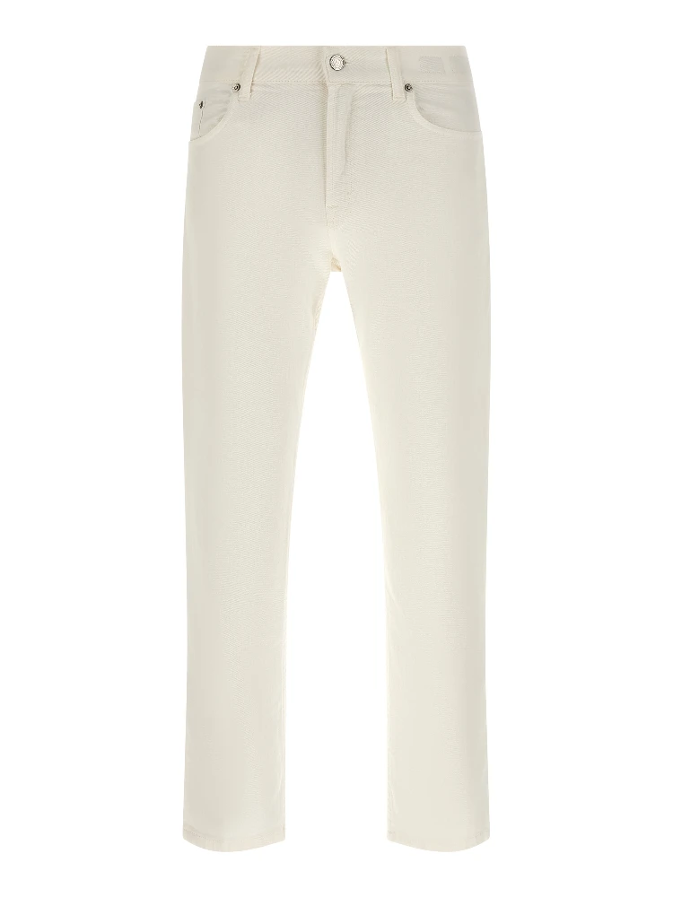 White Cotton Straight-Leg Jeans