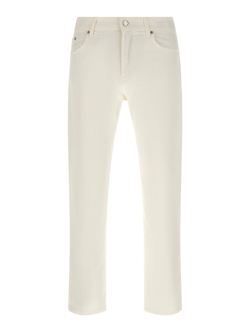 White Cotton Straight-Leg Jeans